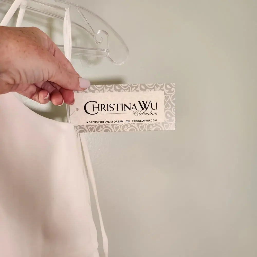 CHRISTINA WU NWT White Chiffon Halter Dress, Girls Size 10